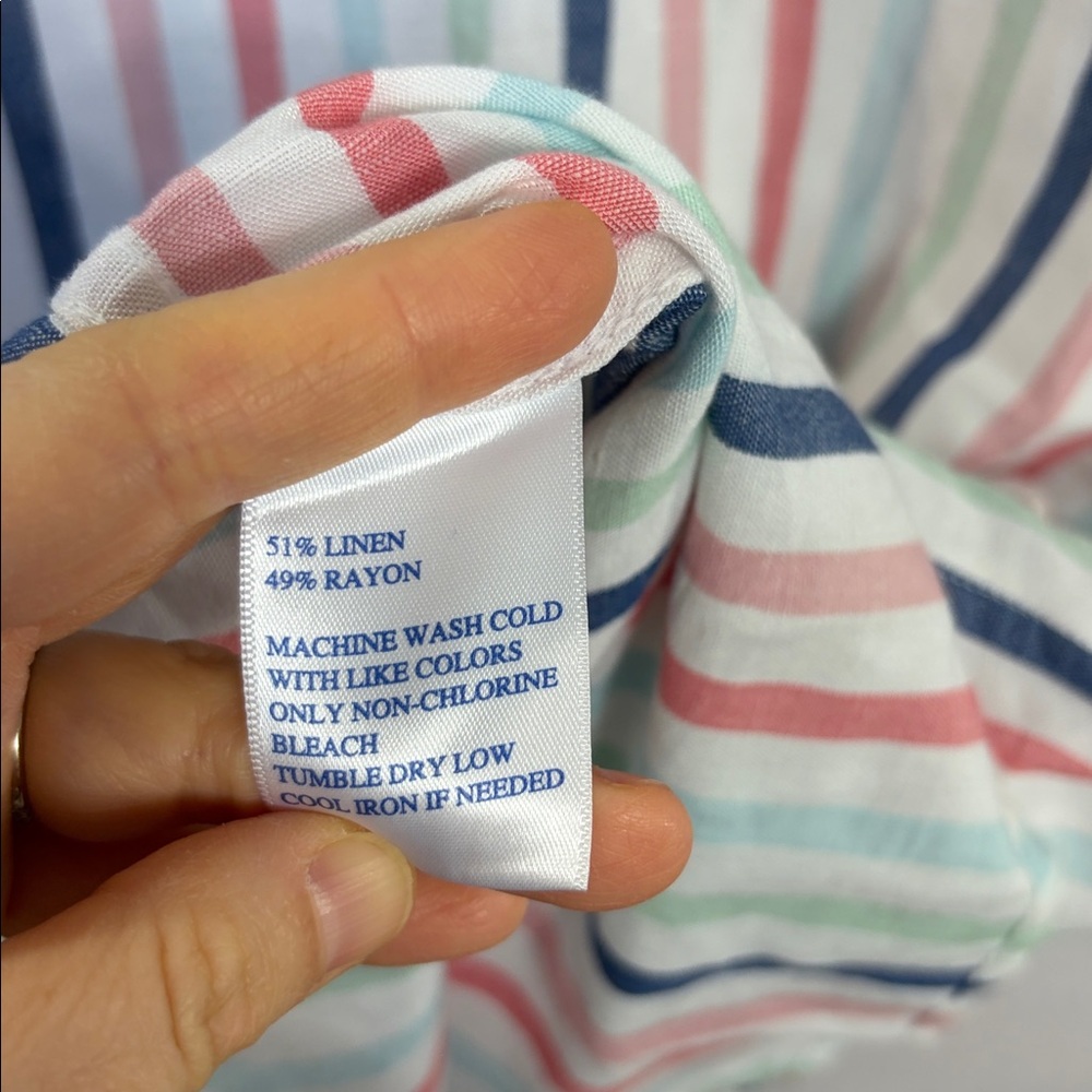 Southern Tide Linen-Blend Striped Mini Dress in White, Blue & Pink - Picture 9 of 9